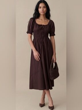 Sorella Fenella Cotton Dress M Dark Coffee NWT Ralph Lauren Factory